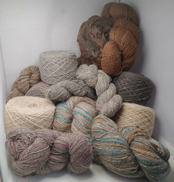 Loads of handspun alpaca yarn