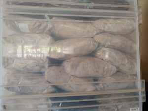 Packs of alpaca fibre for storage