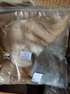 A sample of various fleeces shorn